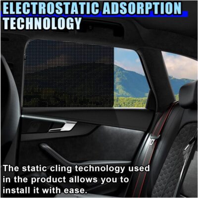 4PCS Car Side Window Sunshade, Block UV Rays Privacy Protector Car Static Cling Film Sticker, Reusable Washable Auto Shade Stickers for Heat Glare Protection, Window Film for Most Cars - Image 3