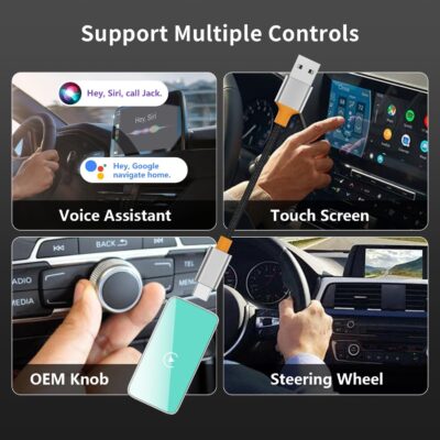 Wireless CarPlay Adapter,Covert Factory Wired to Wireless Car Play Adapter for iPhone 6+ (iOS only) Easy Setup Plug&Play,Multiple Controls,Support USB&USB-C - Image 5