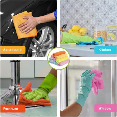 AIDEA Microfiber Cleaning Cloth, 20PK, Colorful Lint-Free Vibrant Cleaning Rags, Microfiber Towels for Cars, Wash Cloths, Dusting Cloth for Home, Window, Cleaning Supplies, 11.5"×11.5" - Image 5