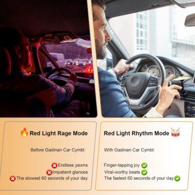 Mini Car Drum Cymbal For Car Air Vent (Gold) – Crash Cymbal Dashboard Ornament Accessory for Musicians, Drummers, Music Lovers – Funny Auto Interior Gift for Men Women Teens - Image 2