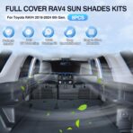 Sunsdrew 8PCS Foldable Sun Shades for 2019-2025 Toyota RAV4 Accessories Car Windshield&Side Windows Shade Cover Blocks 99% UV&Heat Privacy Protection Keeps RAV4 Cool All Black - Image 4