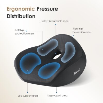 FLORICH Lumbar Support Pillow and Car Seat Cushion, Ergonomic Back Support Pillow and Seat Chair Cushion for Office Chair Memory Foam Lumbar Support and Car Seat Cushion for Car Seat Driver - Black - Image 4