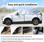 Half Car Cover All Weather Car Body Cover Sunshade Cover Snow Cover Waterproof Snowproof Universal 210D Oxford Fabric (Fit SUV Length 174'' to 189'') - Image 4