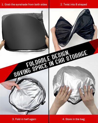 Custom Fit Windshield Sun Shade for Kia K4 2025 2026, Foldable, Easy to Install & Store, Full Coverage, 210T Reflective Fabric, Blocks 99% of UV Rays - Image 6