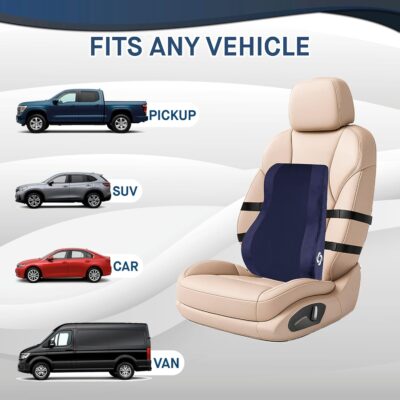 Samsonite Ergonomic Lumbar Support Pillow for Office Chair and Car Seat - Memory Foam Back Support Lumbar Pillow, Premium Cushion Chair Support for Lower Back Pain Relief and Versatile Use (Navy) - Image 8