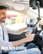 Rearview Mirror Phone Holder for Car - [Metal Arm Clip] Cell Phone Holders for Your Car Mount Automobile Hands Free Cradle Rear View Mirror for iPhone Air 17 16 15 14 13 Pro Max, Galaxy, 4-7" Phones - Image 5