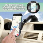 Car Phone Holder, Strong Suction Cup Vehicle Windshield Dashboard Air Vent Cellphone Mount, 360° Rotating Adjustable Smartphone Holder, Universal Automotive Accessories (Black) - Image 6
