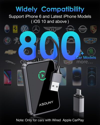 Wireless CarPlay Adapter, Converts Wired CarPlay to Wireless, Plug and Play CarPlay Wireless Adapter, Auto Connect Easy Setup Fit for Cars from 2016 and iPhone iOS 10+, Dark Grey - Image 4