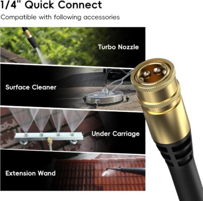 Pressure Washer, Power Washer with 500ml Foam Cannon, 4 Quick-Connect Nozzles, High Pressure Cleaner for Car Washing, Driveway, Patio, Deck, Bright Green - Image 6