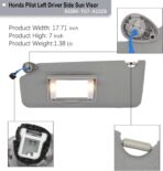 NHILES Left Driver Side Sun Visor Fits for Honda Pilot 2016-2022 Honda Ridgeline 2018-2020 Replacement Sun Shade # 83280-TG7-A12ZB (Wisteria Light Gray) - Image 3