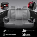 NS YOLO Full Coverage Leather Car Seat Covers Full Set,Waterproof Seat Covers for Cars,SUVs Pick-up Truck, Car Seat Cushion,Car Seat Protector,Grey Seat Cover with 5 Seats - Image 5