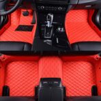 Customize Front & Rear & Third Row Floor Mats for Car SUV & Truck, All Weather Floor Protection Fits Most Vehicles (All Red)