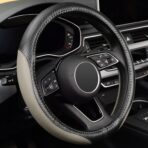 LABBYWAY Microfiber Leather Auto Car Steering Wheel Cover, Universal 15 Inch Anti-Slip Wheel Protector, Grey