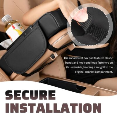 2026 New 5 in1 Car Armrest Storage Box,Multifunctional Leather Car Armrest Box Pad with Cup Holder & Phone Holder & Storage Bag,Comfortable Center Console Cover for Elbow Support - Image 6