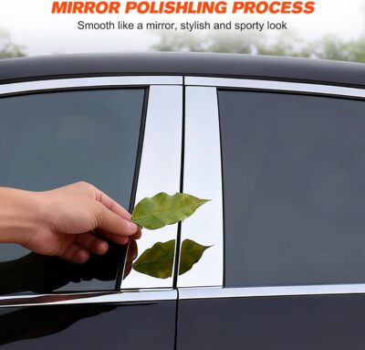 BASIKER Silver Door Pillar Trim Compatible with 2014-2020 Chevy Impala Accessories Stainless Steel Chrome Window Molding Trim (6pcs) - Image 5