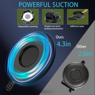 Topsolar Phone Mount for Truck Phone Holder for Truck - Heavy Duty Super Suction Cup, Mobile Device Holder Dashboard Window 16.9 inch Long Arm & Stable, iPhone & Samsung Compatible, Semi Trucker - Image 5