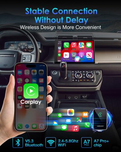 Wireless CarPlay Adapter, Converts Wired CarPlay to Wireless, Plug and Play CarPlay Wireless Adapter, Auto Connect Easy Setup Fit for Cars from 2016 and iPhone iOS 10+, Dark Grey - Image 3