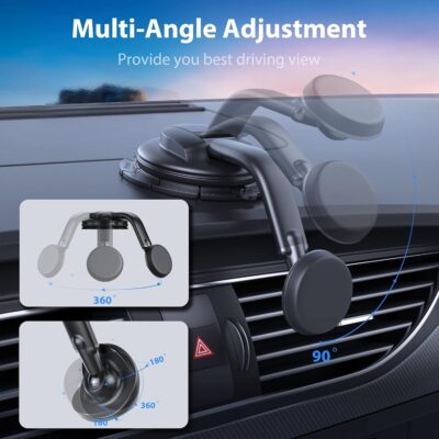Magnetic Phone Holder for Car, [ Powerful Magnets & Military-Grade Suction] Car Phone Holder Mount Dashboard Windshield Cell Phone Holder Phone Stand for Car iPhone Android Automobile Cradle - Image 5