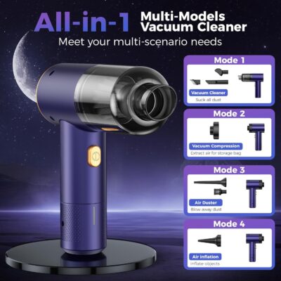 Vizeusvac Handheld Car Vacuum Portable Cordless,18000PA High Power Vacuum Cleaner with Brushless Motor.7 in 1 Mini Hand Held Vacuum Rechargeable AirDuster/Blower for Car,Home,Ofice,Pet - Image 5