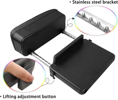 SKTU Auto Car Armrest Extender Support Elbow & Forearm Arm Wrist Rest Support Adjustable Height Comfort Pad Universal Fit for Most Car Models Center Console (Black with Organizer) - Image 4