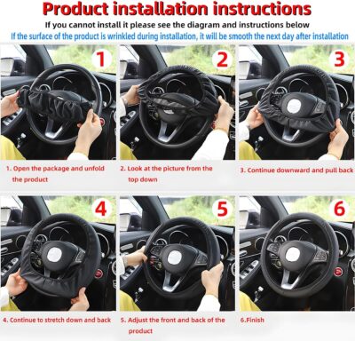 Zipelo Elastic Stretch Car Steering Wheel Cover, Leather Breathable Vehicle Steer Wheel Protective Guard, Anti-Slip Automotive Steer Wheel Protector Accessories, Universal for Most Cars (Black) - Image 4