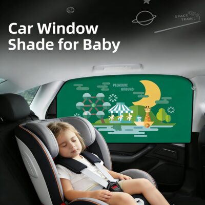 Magnetic Car Window Shade for Baby,Blackout Car Window Curtain,Car Shades for Side Windows,Sun Shade for Car Window baby,Cartoon Pattern Car Window Covers,UV Protection &Heat Blocking (Amusement park) - Image 3