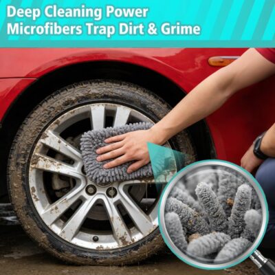 Microfiber Cleaning Cloths for Cars - 2 Pack Chenille Microfiber Wash Pads Gray Car Wash Pad for Gentle Cleaning of Cars Motorcycles Boats,Soft and Highly Absorbent,Easy to Clean and Reusable - Image 6