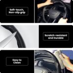 Carbon Fiber Steering Wheel Cover 3PCS Set – Anti-Slip, Scratch-Resistant, Universal Fit for 14–16 Inch Wheels – Interior Car Accessories for Cars, SUVs, Trucks (Blue) - Image 4