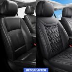 Seat Covers,Car Seat Covers Full Set, Car Seat Covers Front Seats Back Seat Cover,Faux Leather Seat Covers for Cars, Black Car Seat Cover, Waterproof, Non-Slip Car seat Cover, 5Seaters. - Image 7