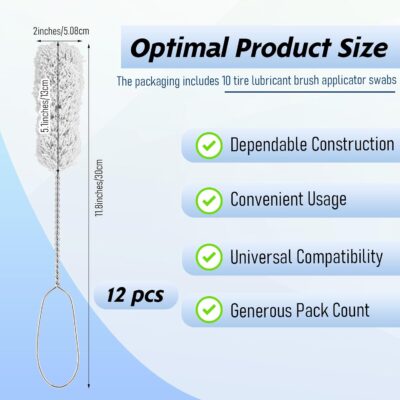 Lemecima 12 Pack Tire Lube Brush Applicator Swabs 11.8 Inches Extra Long Handle Tire Lubricant Applicator for Changing Tires - Image 2