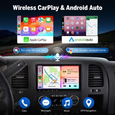 EononGMX7A 4G+64G Android 14 Car Stereo Compatible with,GMC/Chevy/Buick Wireless CarPlay & Android Auto, 8 Inch Touchscreen Car Radio, SWC, Bluetooth, Navigation, Rear Camera (GMX7 Upgraded) - Image 4