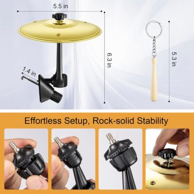 Mini Car Drum Cymbal For Car Air Vent (Gold) – Crash Cymbal Dashboard Ornament Accessory for Musicians, Drummers, Music Lovers – Funny Auto Interior Gift for Men Women Teens - Image 3