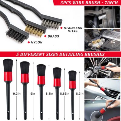 39Pcs Car Wash Cleaning Kit with Foam Gun Sprayer Detailing Brushes Collapsible Bucket Windshield Cleaning Tool Tire Brush Towels Complete Interior Exterior Detailing Set for Car - Image 5