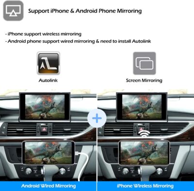 Wireless CarPlay Android Auto Mirroring Upgrade Retrofit Kit, USB Stick Playback, Compatible with Audi A6 A7 C7 2012-2015 with MMI 3G+ Version - Image 5