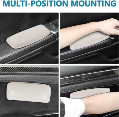 wuyaoyao 2PCS Car Door Armrest Pads, Soft Leather Elbow Pad Arm Rest for Car, Comfortable Car Knee Cushion, Automotive Elbow Leg Thigh Support Cushion Pillow, Interior Car Accessories (Beige) - Image 4