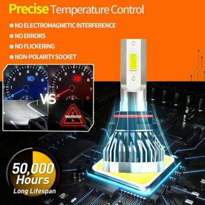 H8/H9/H11 9005 bulb combination, 66000LM ultra bright 6500K 9005 H11 bulb, no cooling fan, truly plug and play, non-polar, wide-angle drive fog lights, set of 4 - Image 7