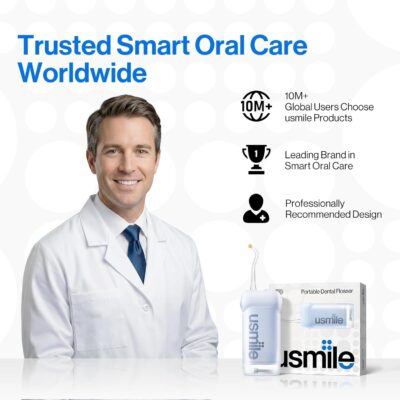 usmile C10 Portable Water Flosser – Travel-Friendly, 95-Day Battery, 4 Modes, 360° Nozzle, 180ml Tank, IPX7 Waterproof, Dentist-Recommended for Braces, Implants & Sensitive Gums (Blue) - Image 3