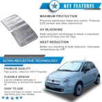 The Original Windshield Sun Shade Compatible with Fiat 500 2010-2025+ Abarth 595 2014-2024 Car Windshield Reflective Sunshade Protector Sun Shade Accessories (Silver) - Image 5