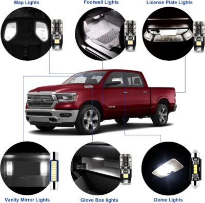 EASY EAGLE LED Interior Car Lights for 2019-2021-Dodge Ram-1500-2500-3500: 12 Piece Kit White LED Light Bulbs - Super Bright 6000K + Install Tool - Image 3