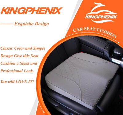 kingphenix Premium Car Seat Cushion, Memory Foam Driver Seat Cushion to Improve Driving View- Coccyx & Lower Back Pain Relief - Seat Cushion for Car, Truck, Office Chair (Leather Gray) - Image 9