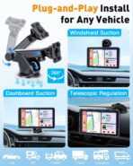 7” Wireless Apple CarPlay & Android Auto Screen - Portable Car Display with AirPlay, Screen Mirroring, FM/AUX Audio, Easy to Install, Convenient Upgrade for Older Cars, Families, Commuters - Image 7