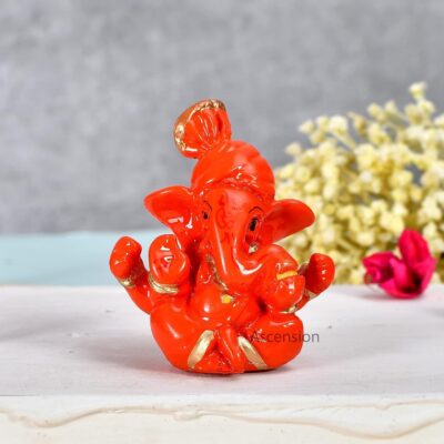 Ganesha Idol for Car Dashboard Ganesha Murti Ganpati Idol for Home Decor Puja Lord Ganesh Statue Gift for Office Desk Puja Room Figurine (Murti-A-Mukut-2) - Image 2