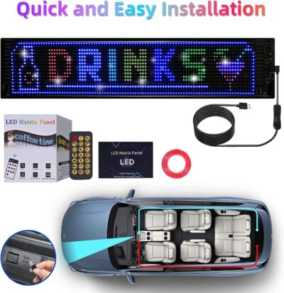 Eachbid Programmable Scrolling LED Sign, 23.4"x4.7", USB Flexible Digital Sign, APP Control, Custom DIY Editor Text, Patterns, Animations, for Car, Store, School, Hotel - Image 6