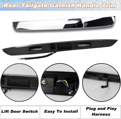 Rear Tailgate Garnish Handle Trim Chrome Compatible with Nissan Pathfinder S SV SL and Platinum 2013-2020 Rear Tailgate Handle Garnish Finisher Molding Replace 90810-3KG0A - Image 3