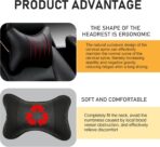 2 PCS Car Headrest Pillow for Neck Support, Refreshing and Breathable Denier Leather Ergonomic Relaxation Neck Pillow, Detachble & Washable Parts, Universal for All Seasons (Black) - Image 6