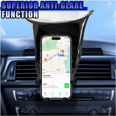 Car Smartphone Sunshade, Foldable Anti-Glare Cell Phone Sun Protection Umbrella, Universal High Elasticity Skeleton Auto Smartphone Heat-Insulating Sun Cover Accessory for Most Cars (Silver) - Image 3