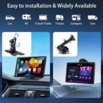 CarPlay Screen for Car, 9'' Wireless CarPlay & Android Auto - Smart Portable Touchscreen with Bluetooth/FM, Mirror Link, Voice Control, GPS Navigation, Hands-Free Calling, Plug & Play Car Play Screen - Image 6