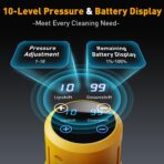 Cordless Pressure Washer, 1100 PSI 2.4GPM Battery Powered Portable Power Washer with 6-in-1 Nozzle, 10 Pressure Settings, Battery Level Display, Draw Water from Anywhere, for Car, Garden, Yard - Image 4