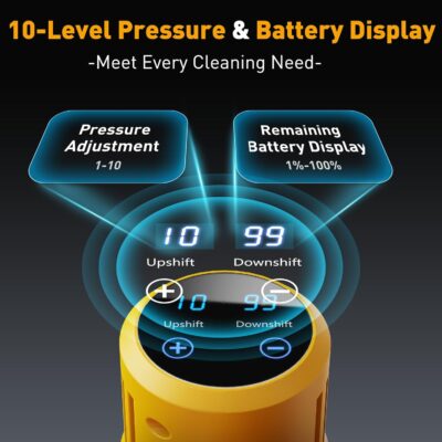 Cordless Pressure Washer, 1100 PSI 2.4GPM Battery Powered Portable Power Washer with 6-in-1 Nozzle, 10 Pressure Settings, Battery Level Display, Draw Water from Anywhere, for Car, Garden, Yard - Image 4
