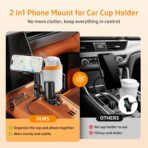 Phone Holders for Your Car, 2 in 1 Cup Holder Phone Mount with Expander, Secure Hold, Adjustable Base and Long Arm with 360°Rotation Car Phone Holder for 4-7‘’ devices and Up to 5.31'' Most Bottles - Image 3